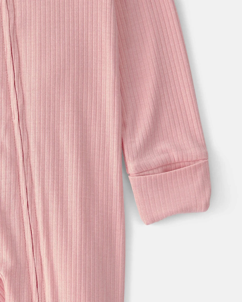 Baby Girl 2-Way Zip PurelySoft Sleeper - Pink