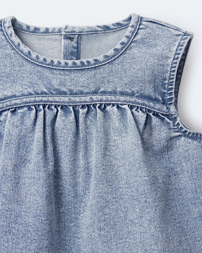Toddler Girl Sleeveless Denim Top Avenue Wash - Blue