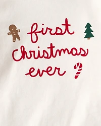 Baby 2-Piece My First Christmas Long-Sleeve Bodysuit & Pant Set - Cream/Green