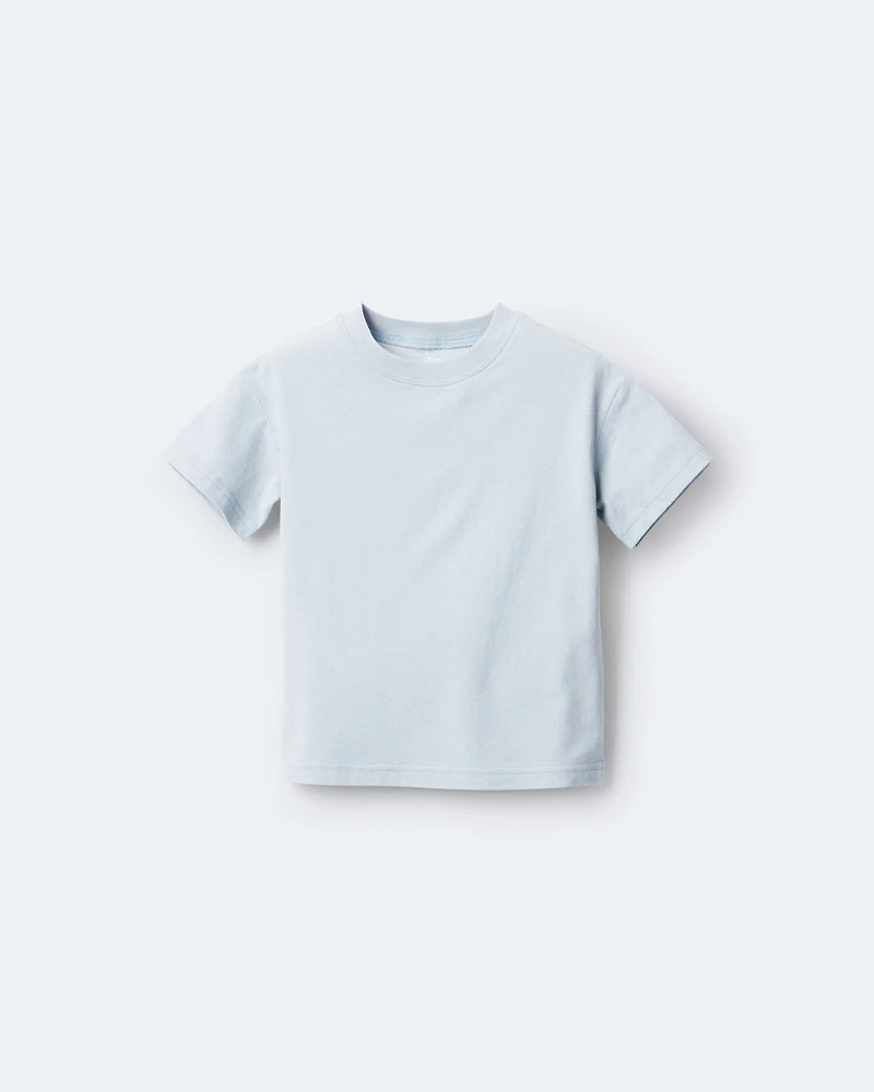 Toddler Neutral Short-Sleeve Relaxed Graphic Tee - Light Blue