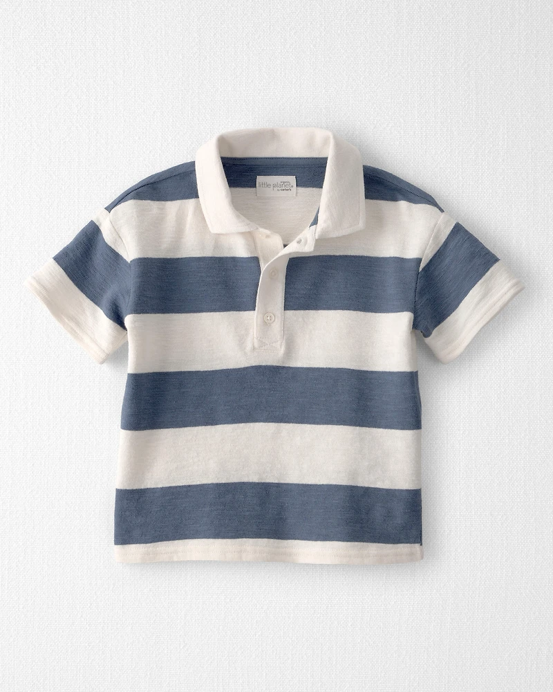 Toddler Boy Collared Shirt Made with Organic Cotton Stripes
