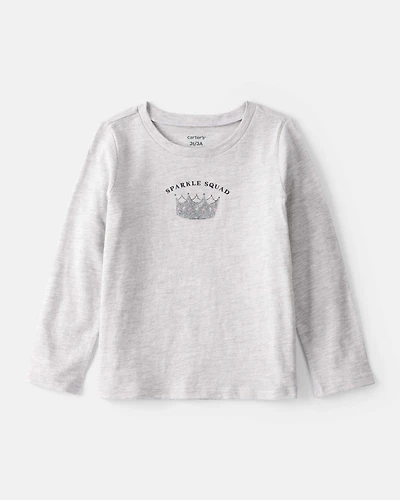 Toddler Girl Sparkle Squad Long-Sleeve Graphic Tee - Grey
