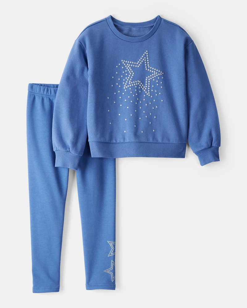 Girls Star Shine Sweatshirt & Pant Set - Blue