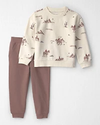 Toddler 2-Piece Organic Cotton French Terry Pullover & Pant Set Western Rodeo