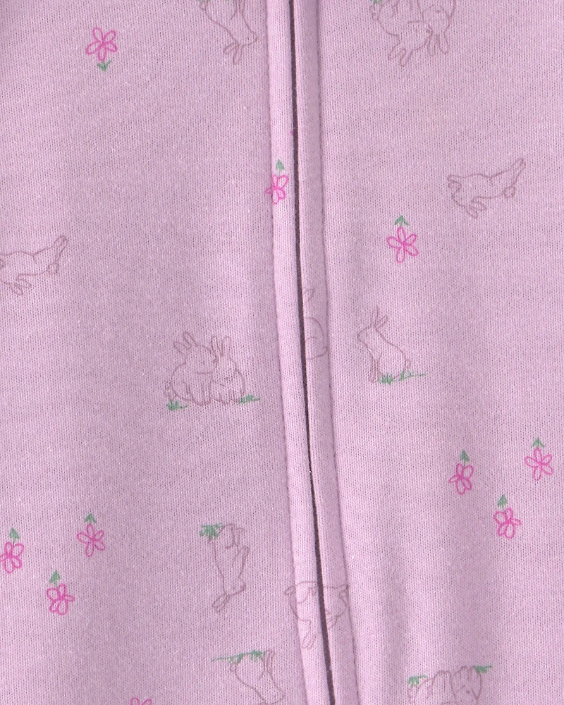 Baby Girl Bunny 100% Cotton 2-Way Zip Sleeper - Purple