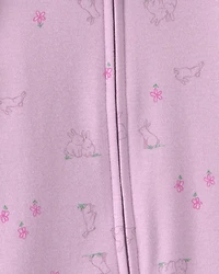 Baby Girl Bunny 100% Cotton 2-Way Zip Sleeper - Purple