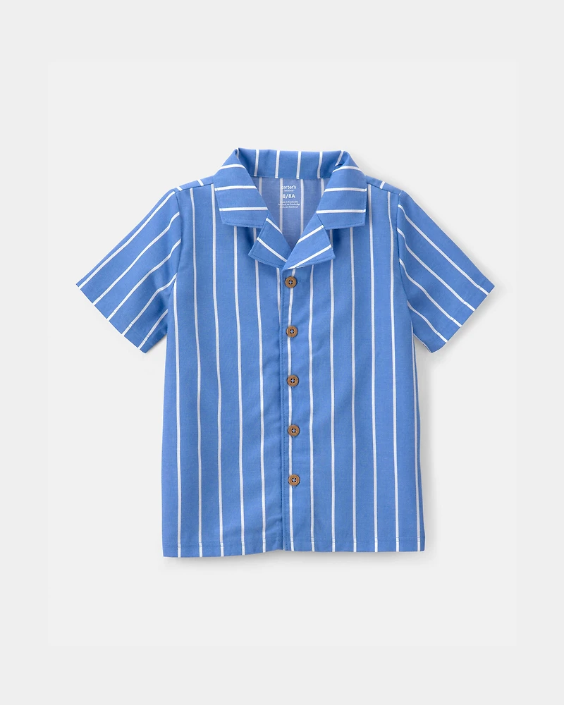 Boys Striped Loose Fit 2-Piece Pyjama Set - Blue