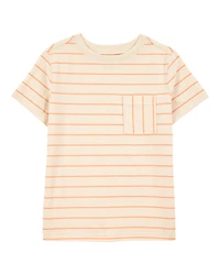 Kid Striped Short-Sleeve Pocket Tee - Orange