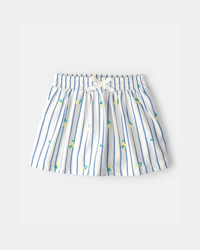 Toddler Girl Lemon Striped Skort - Blue/Ivory