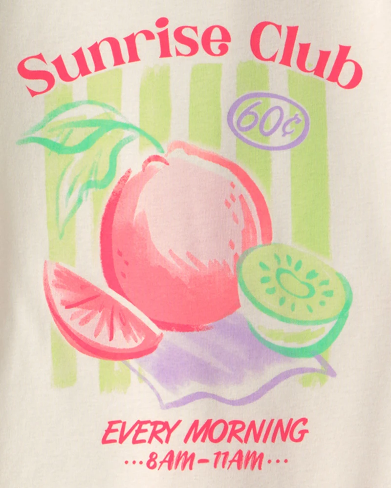 Girls Sunrise Club' Fruit 100% Cotton 4-Piece Pyjama Set - Pink