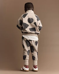 Toddler Boy Quarter-Zip Sweatshirt with Shapes - Khaki