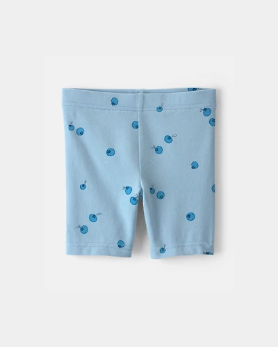 Toddler Girl Blueberry Bike Shorts - Blue