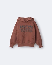 Toddler 'Race You There' Fleece Hoodie - Rust