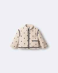 Toddler Girl Polka Dot Sherpa Jacket - Ivory