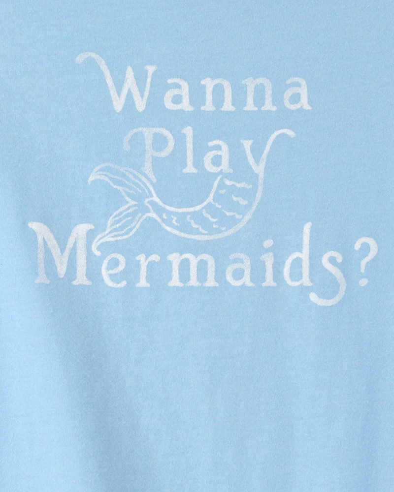 Girls Mermaid Graphic Tee - Blue