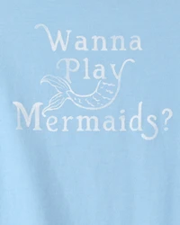 Girls Mermaid Graphic Tee - Blue