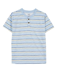 Kid Striped Knit Short-Sleeve Henley