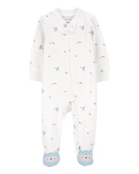 Baby Girl Owl 2-Way Zip Cotton Sleeper Pyjamas