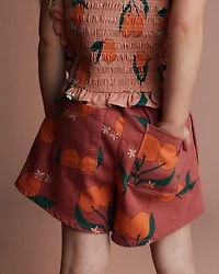 Toddler Girl A-Line Shorts Clementine Grove Print - Burgundy