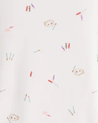 Toddler Girl Painting & colouring Print PurelySoft Long-Sleeve 2-Piece pyjamas - Ivory