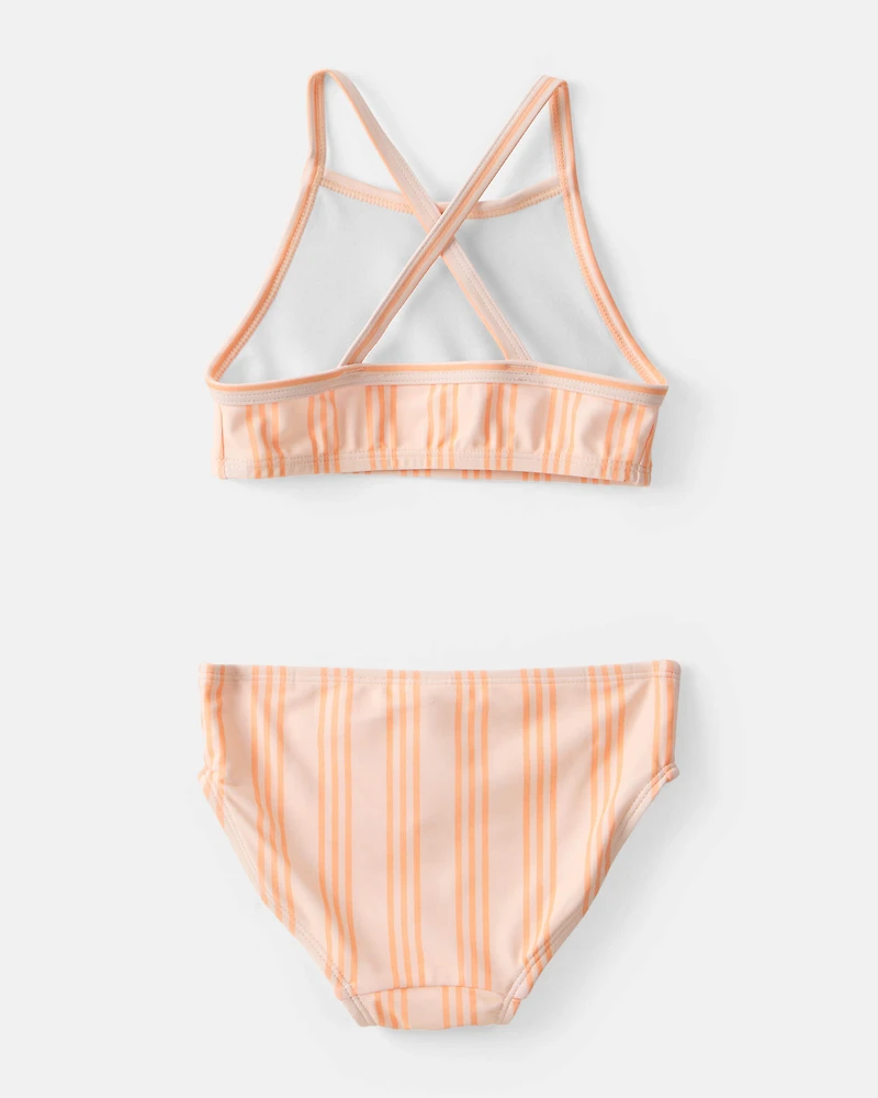 Toddler Girl 3-Piece Sleeveless Rashguard Swimsuit Set - Orange