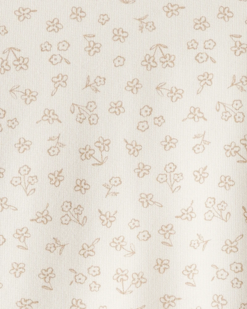 Toddler Girl Floral Print French Terry Long-Sleeve Pullover Sweatshirt - Ivory