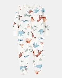 Baby Boy Dinosaur 2-Way Zip Cotton Sleeper pyjamas