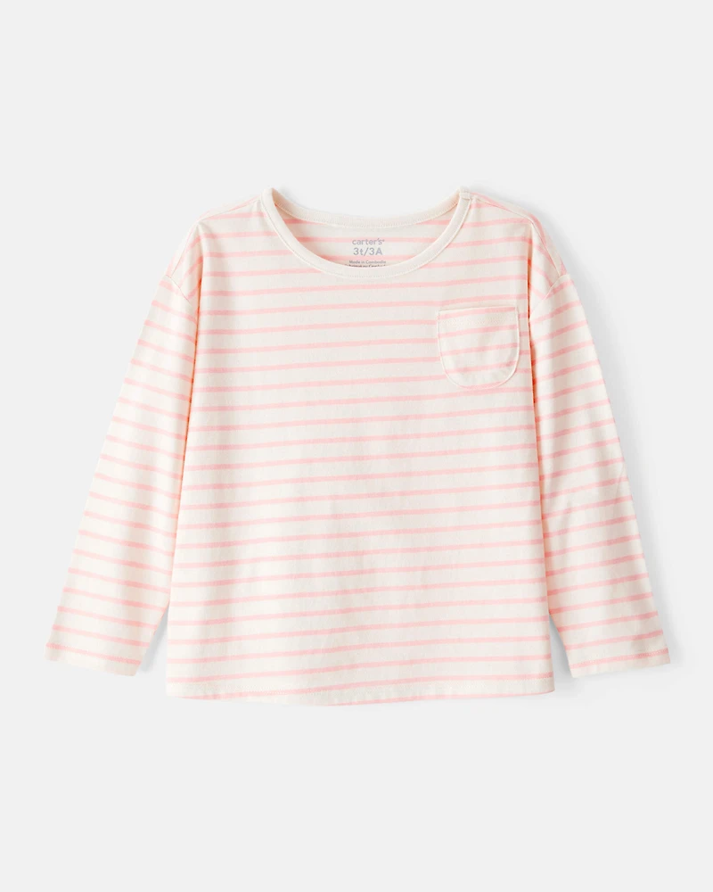 Toddler Girl Striped Long-Sleeve Top - Pink