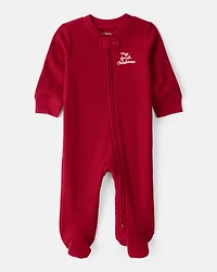 Baby My First Christmas Cotton Sleeper - Red