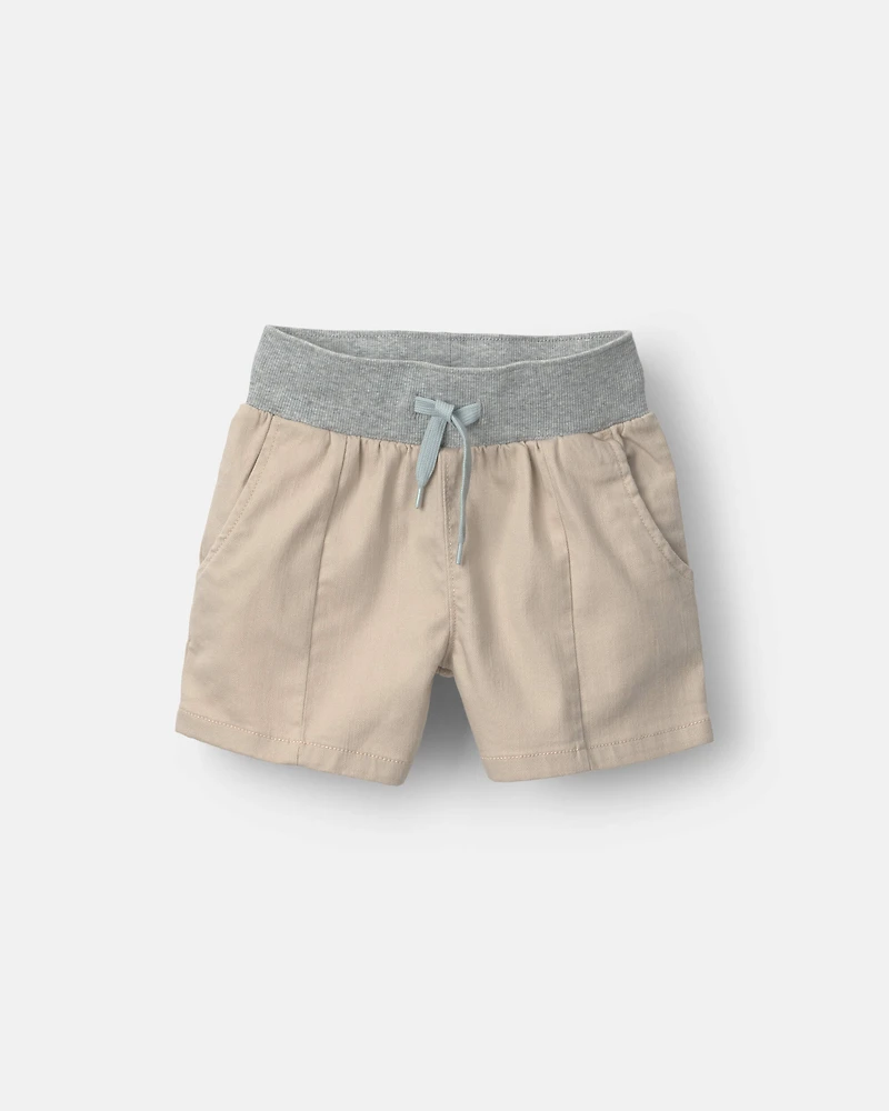 Toddler Boy Long-Line Short - Tan