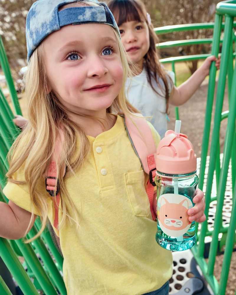 ZOO Straw Bottle -12 oz Rainbow Cat