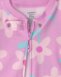 Baby Girl Floral 100% Cotton Snug Fit 1-Piece pyjama - Purple
