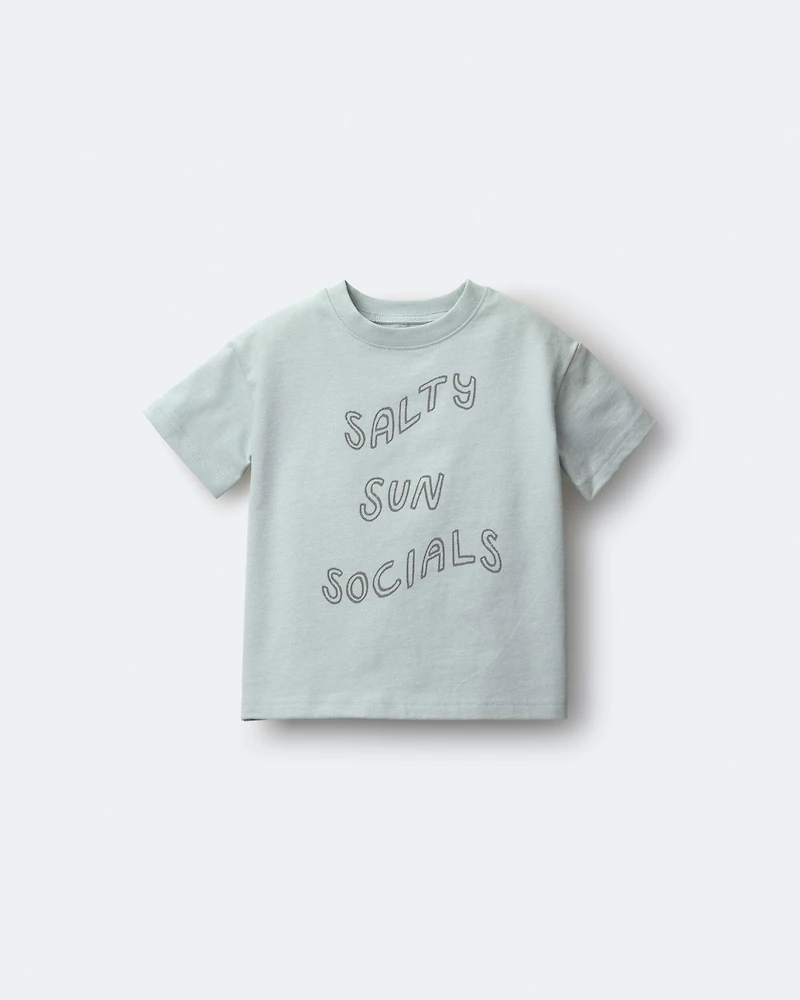 Toddler 'Salty Sun Socials' Relaxed Graphic Tee - Light Blue