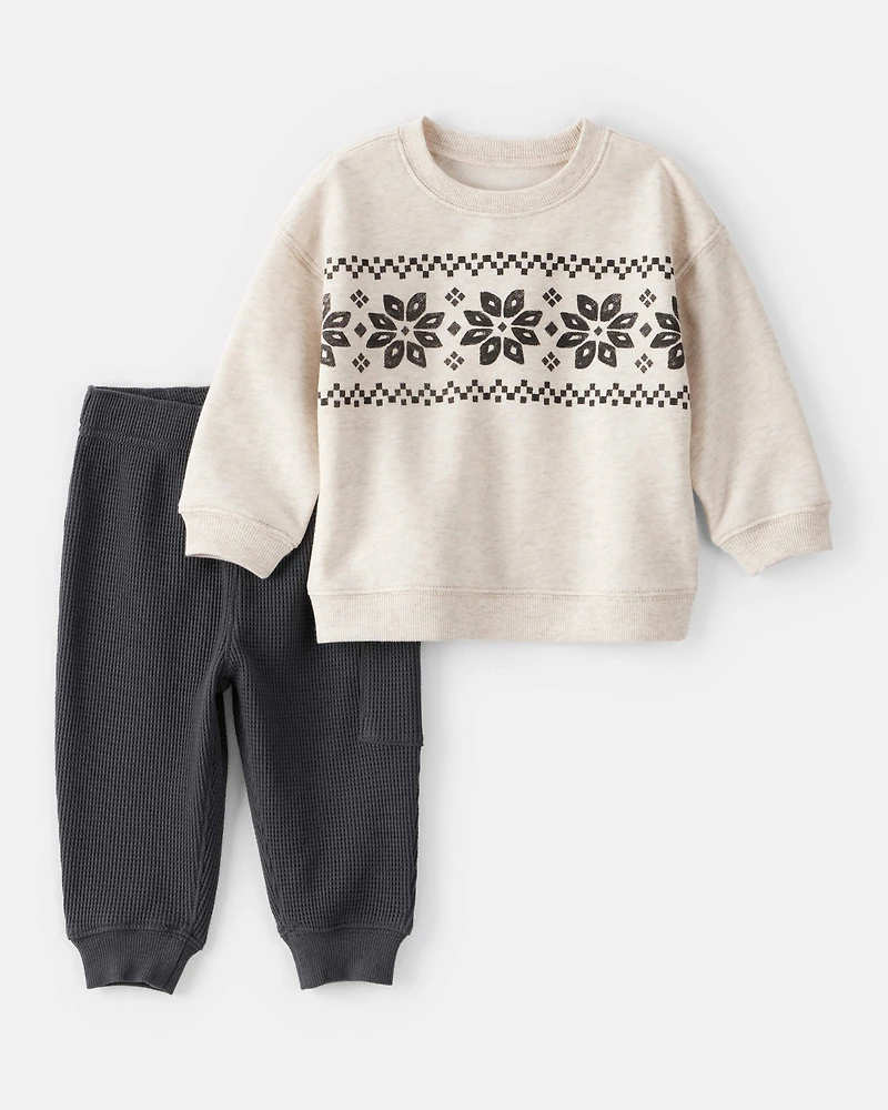 Baby Boy 2-Piece Fair Isle Tee & Pant Set - Ivory