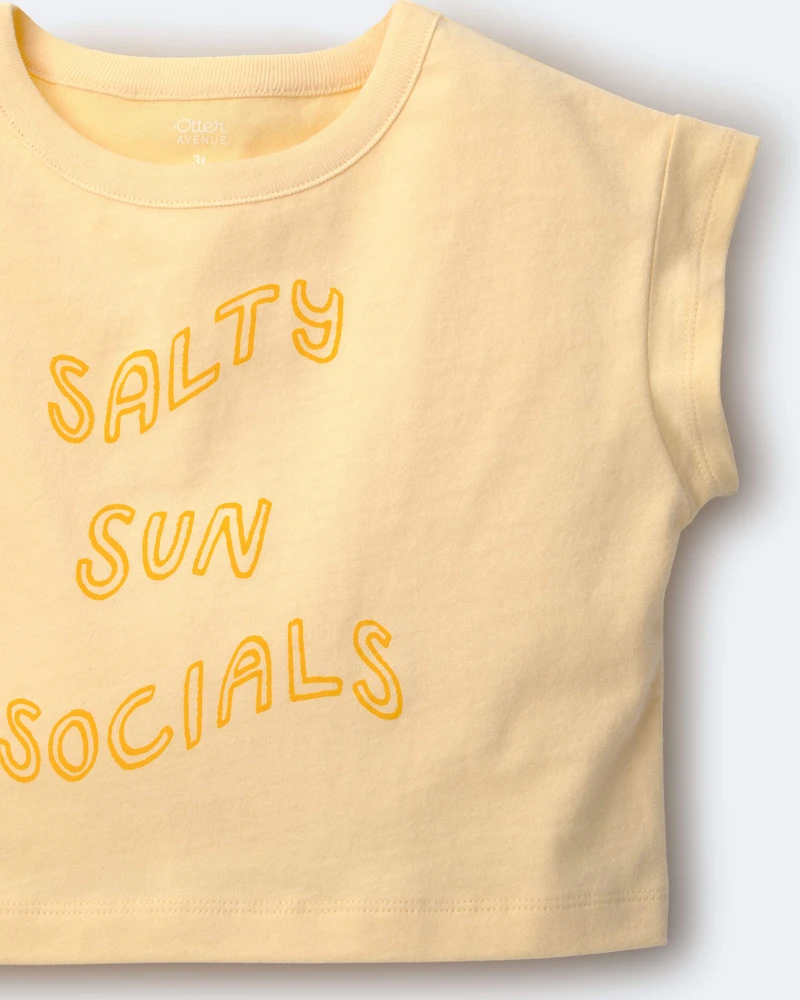 Toddler Girl 'Salty Sun Socials' Boxy Tee - Yellow
