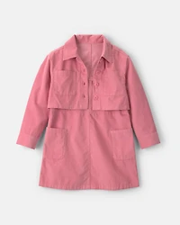 Girls 2-Piece Corduroy Long-Sleeve Jacket & Dress Set - Pink