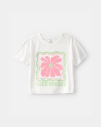 Girls Club Snooze' Flower Short-Sleeve Loose Fit 2-Piece Pyjama Set - Ivory/Green