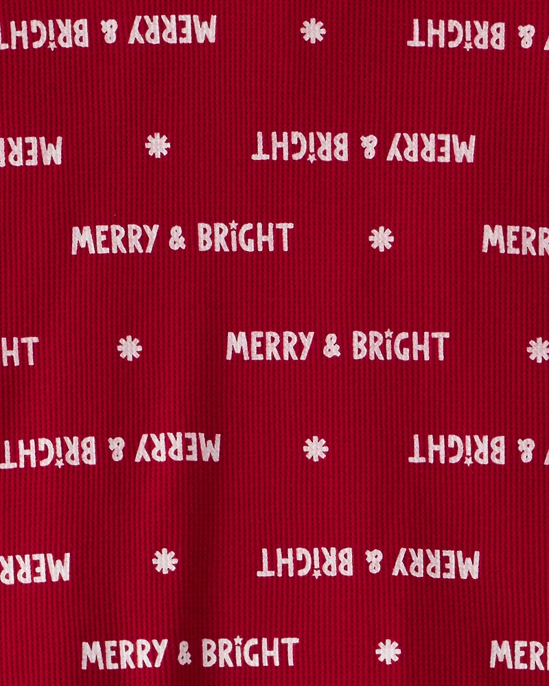 Adult Merry & Bright Christmas Cotton Long-Sleeve 2-Piece Pyjamas - Red