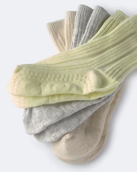 Toddler 3-Pack Crew Socks - Cream/Heather Grey/Yellow