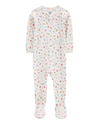 Baby Girl Floral Print Snug Fit Cotton Footie 1-Piece Pyjamas