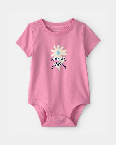 Baby Girl 'Nana's Wildflower' Graphic Bodysuit - Pink