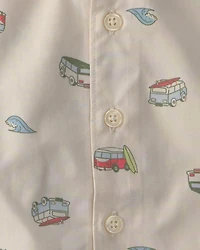 Baby Boy 2-Piece Beachy Van Top & Short Set - Green