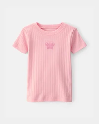 Toddler Girl Butterfly Rib Snug Fit 2-Piece Pyjama Set - Pink