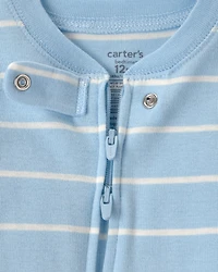 Baby Alligator Striped 100% Cotton Snug Fit 1-Piece pyjama - Blue