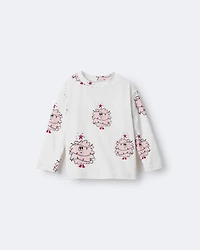 Toddler Girl Holiday Squish Character Long-Sleeve Graphic Tee - Ivory