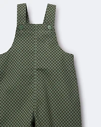 Toddler Checkered Overalls - Olive