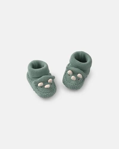Baby Boy Dinosaur Baby Booties - Green