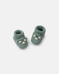 Baby Boy Dinosaur Baby Booties - Green