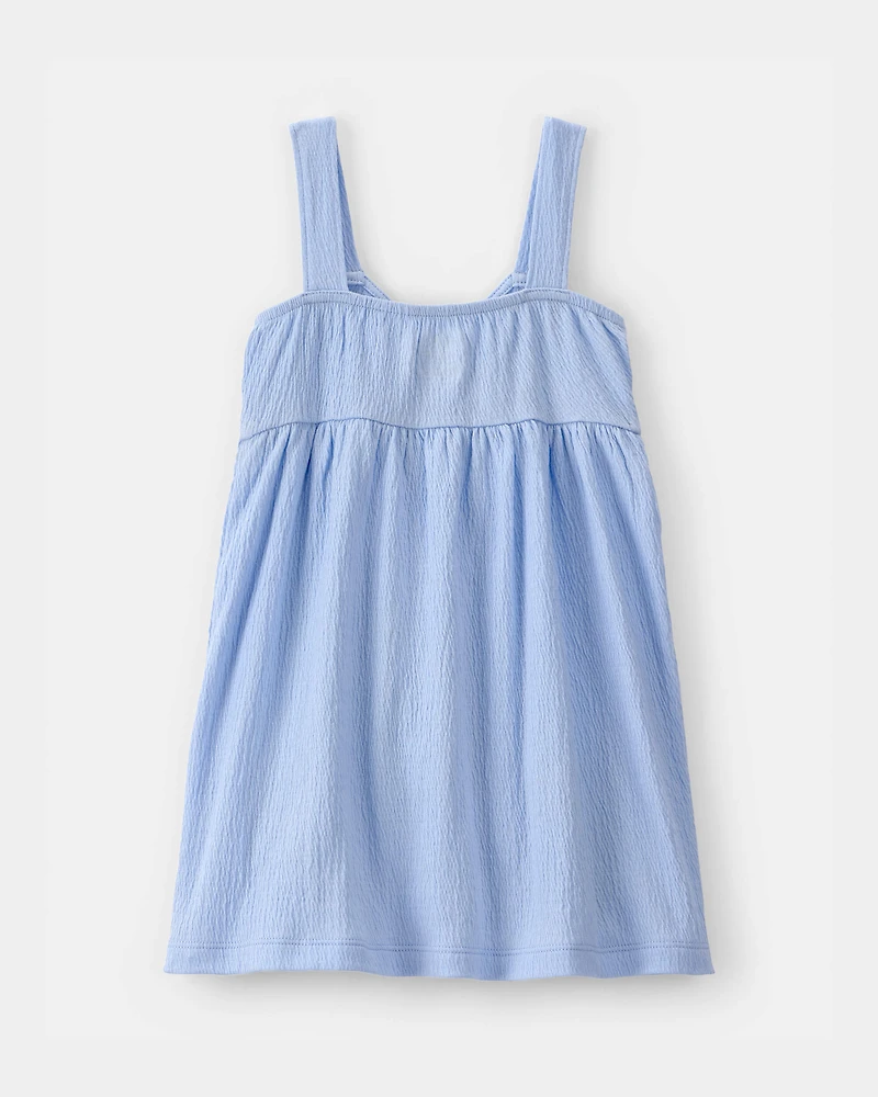 Toddler Girl Scenic Beach Sleeveless Dress - Blue