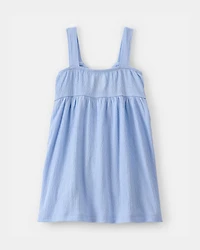 Toddler Girl Scenic Beach Sleeveless Dress - Blue